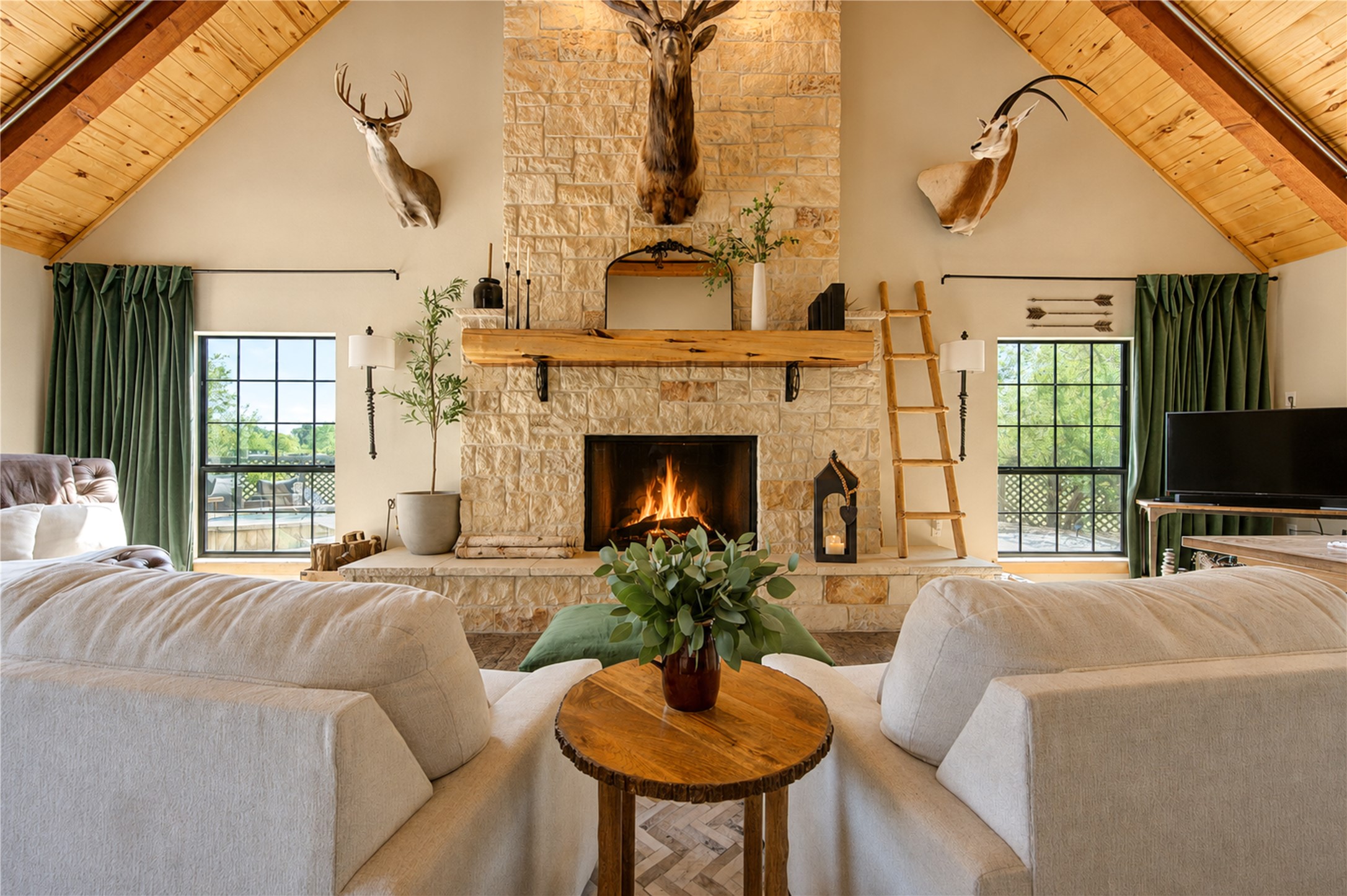 22313 Chapman Road Hempstead, TX 77445 - Photo 8 of 50 Another view of the massive limestone fireplace.