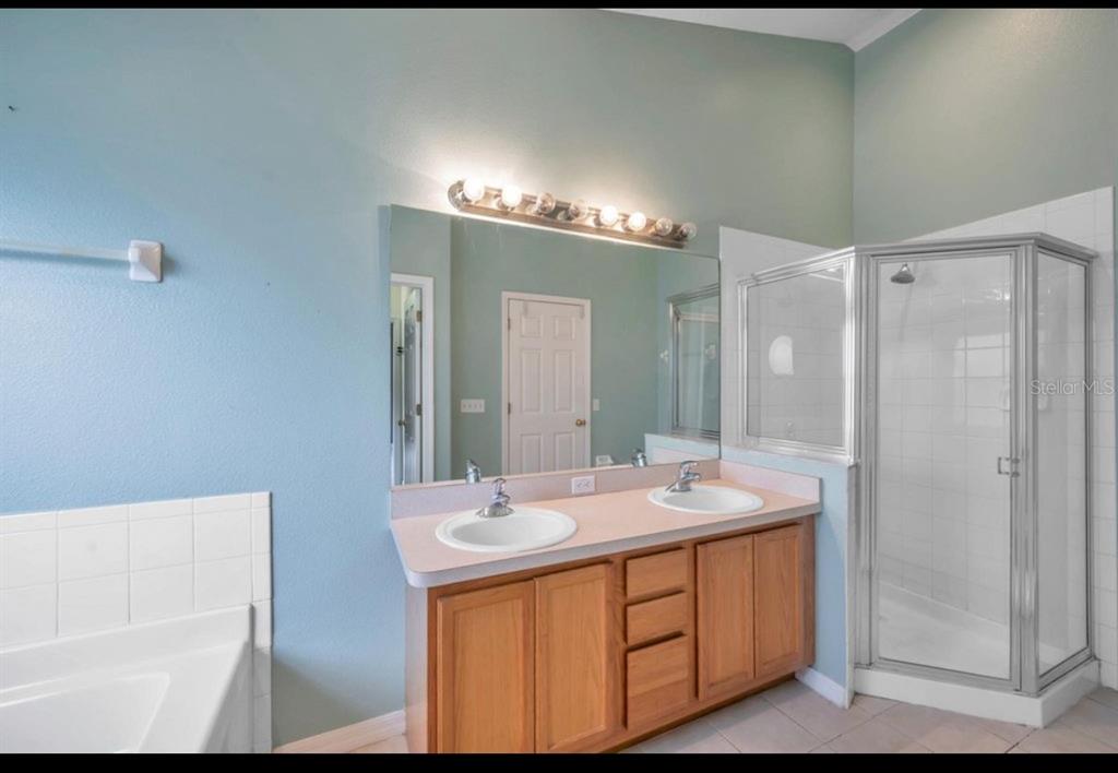 13059 Thoroughbred Loop Largo, FL 33773 - Photo 30 of 32 a bathroom with a double vanity sink mirror and shower