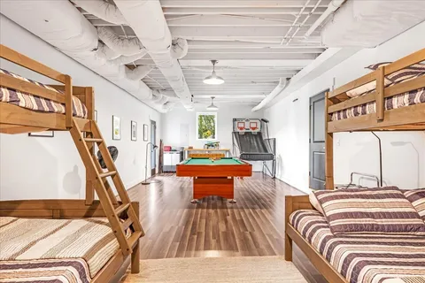 a view of a lake with a yard