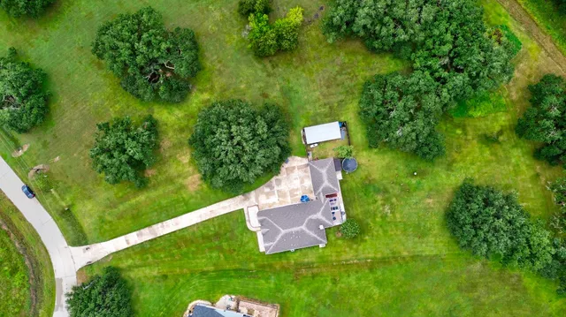 an aerial view of a house