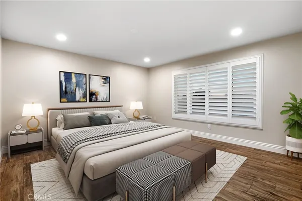 a view of a room with wooden walls