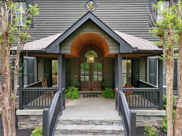 a front view of a house with porch