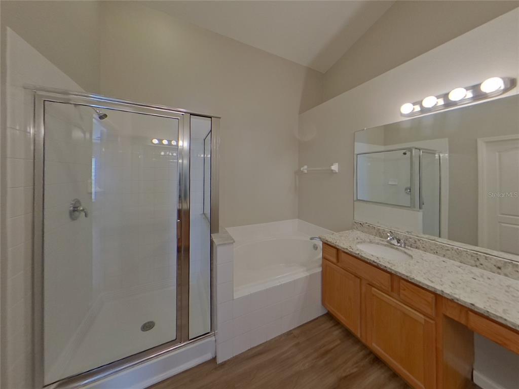 Undisclosed Address Riverview, FL 33579 - Photo 9 of 17 a bathroom with a granite countertop sink a mirror and a bathtub