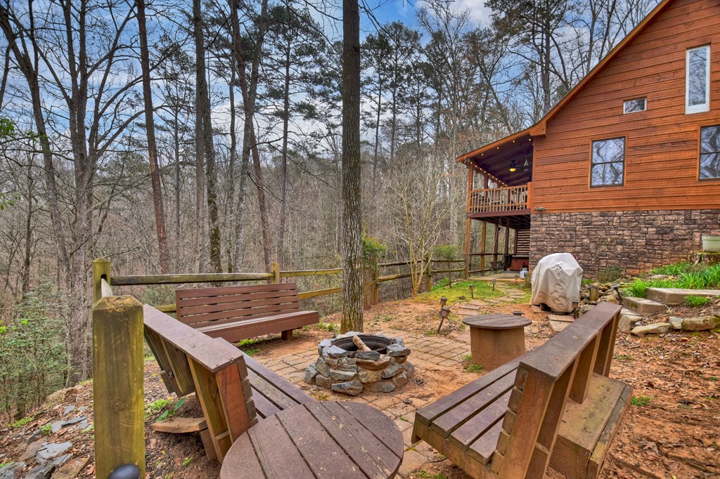 111 Roaring Creek Road Epworth, GA 30541 - Photo 40 of 63 a backyard of a house with table and chairs