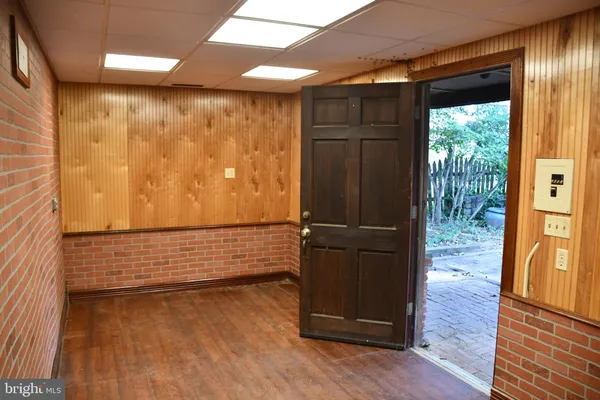 a view of wooden door