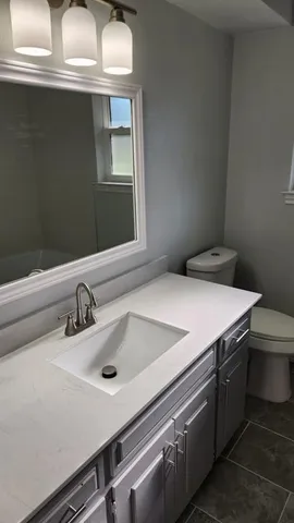 a bathroom with a sink and a toilet