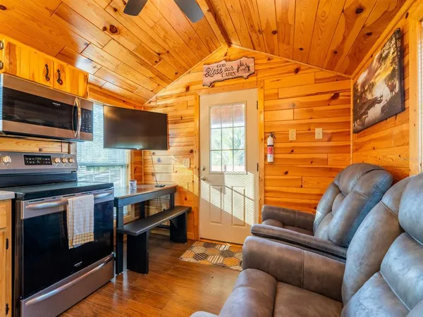 a view of a yard with trees