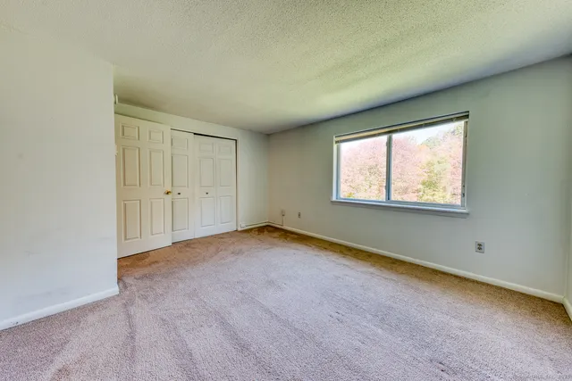 a view of an empty room and closet area