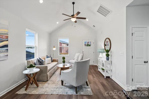 a living room with furniture
