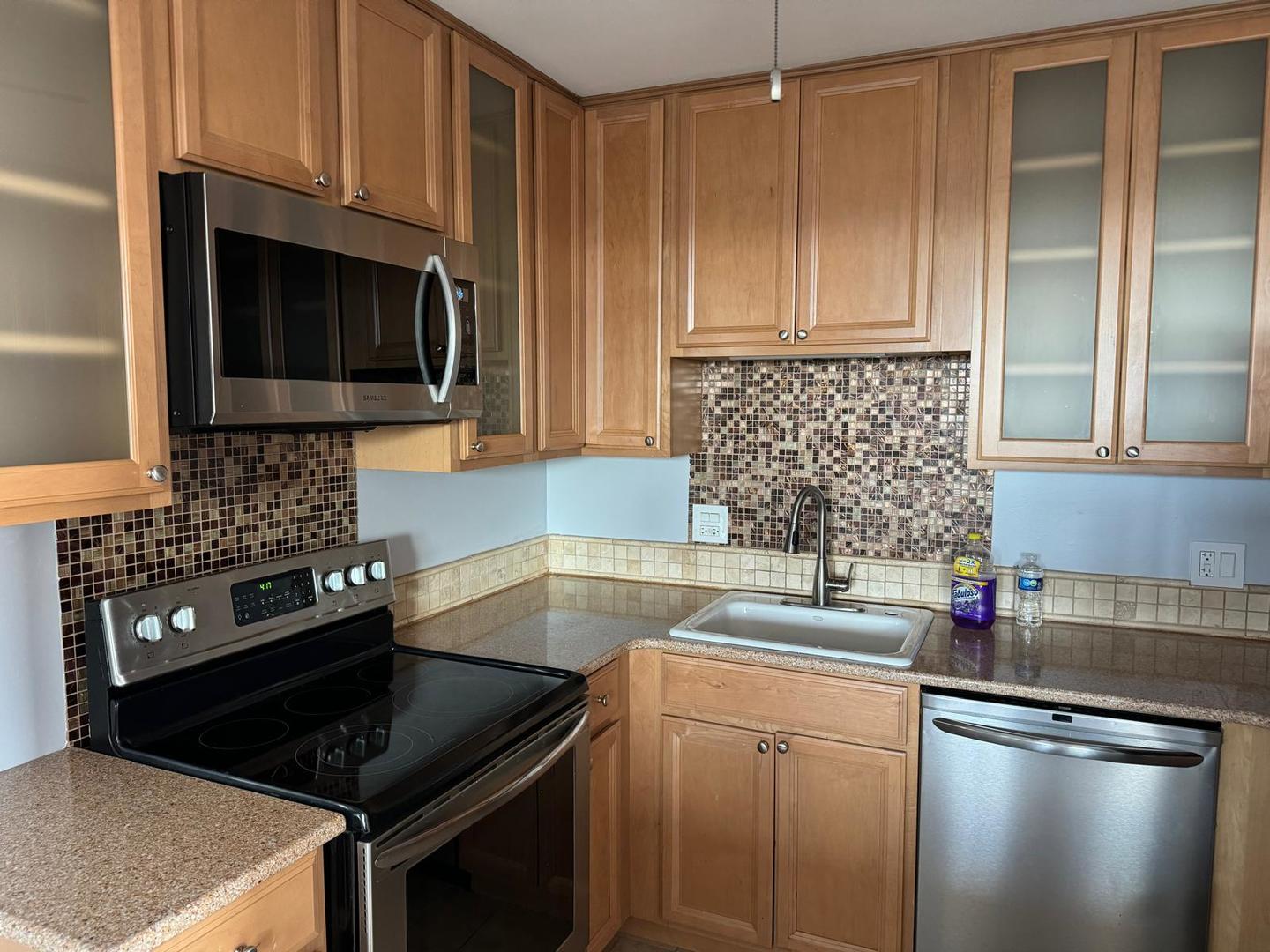 101 Bar Harbour Road, Unit 6A Schaumburg, IL 60193 - Photo 15 of 32 a kitchen with granite countertop a sink dishwasher stove and cabinets