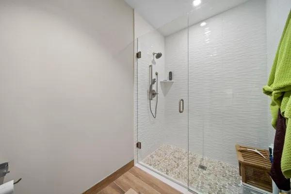 a bathroom with a shower