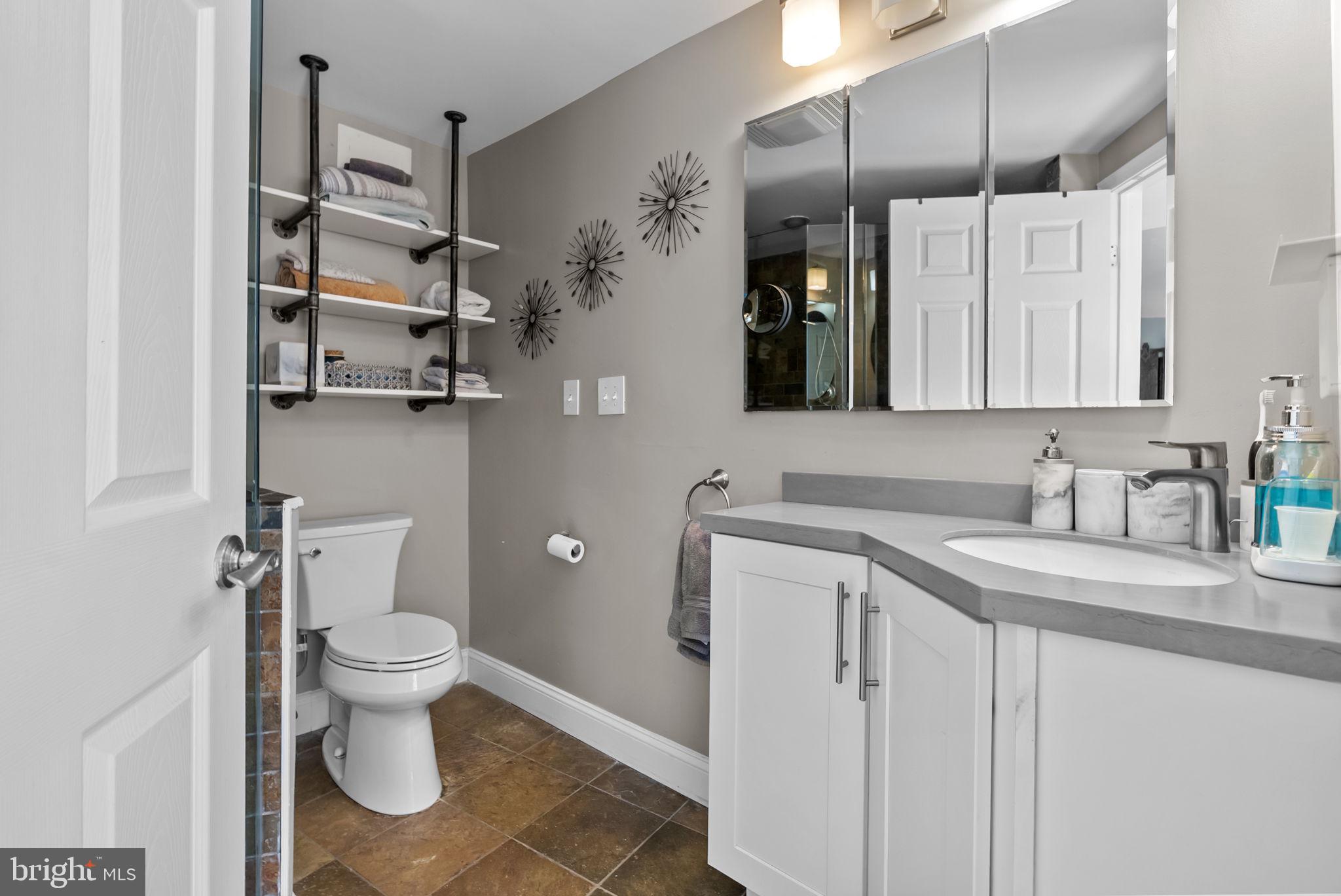 1518 Mt Vernon Street, Unit 3 Philadelphia, PA 19130 - Photo 15 of 24 a bathroom with a sink a toilet and a mirror