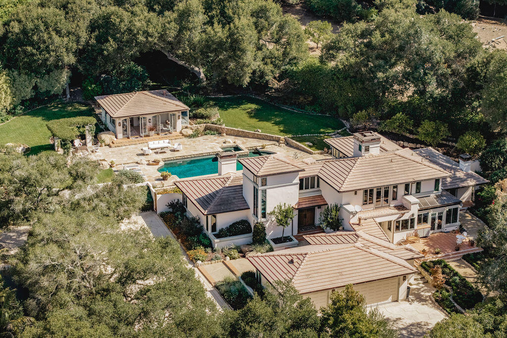 840 Ivy Lane Montecito, CA 93108 - Photo 6 of 57 an aerial view of a house with swimming pool and garden