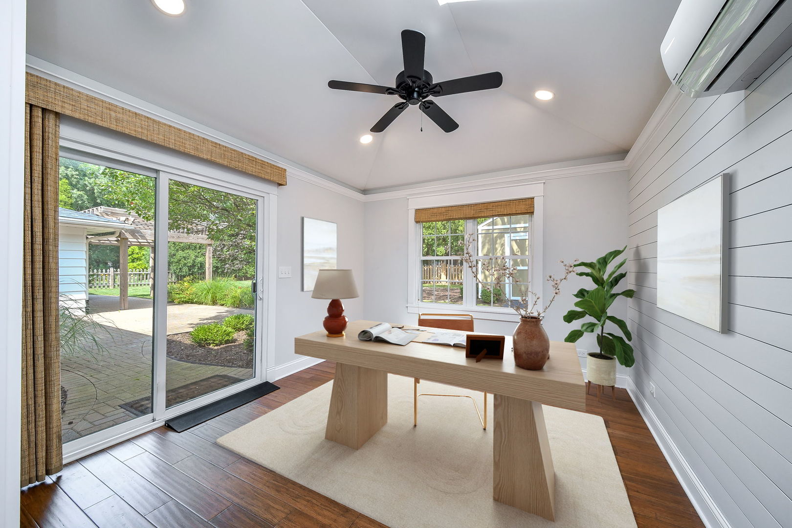 1845 Howard Street Wheaton, IL 60187 - Photo 17 of 29 a dining room with wooden floor and a potted plant