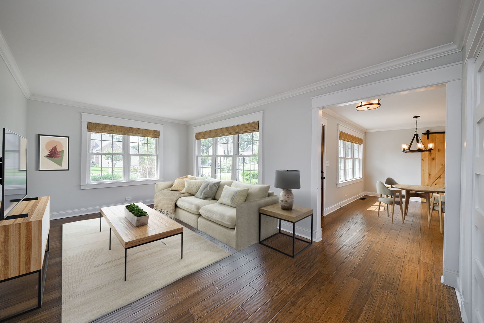 1845 Howard Street Wheaton, IL 60187 - Photo 9 of 29 a living room with furniture a dining table and wooden floor