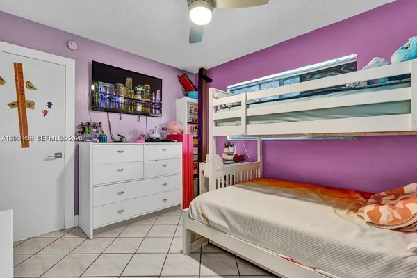 a bedroom with a bed and a dresser in it