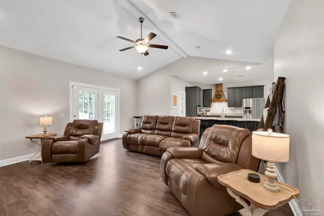 a living room with furniture