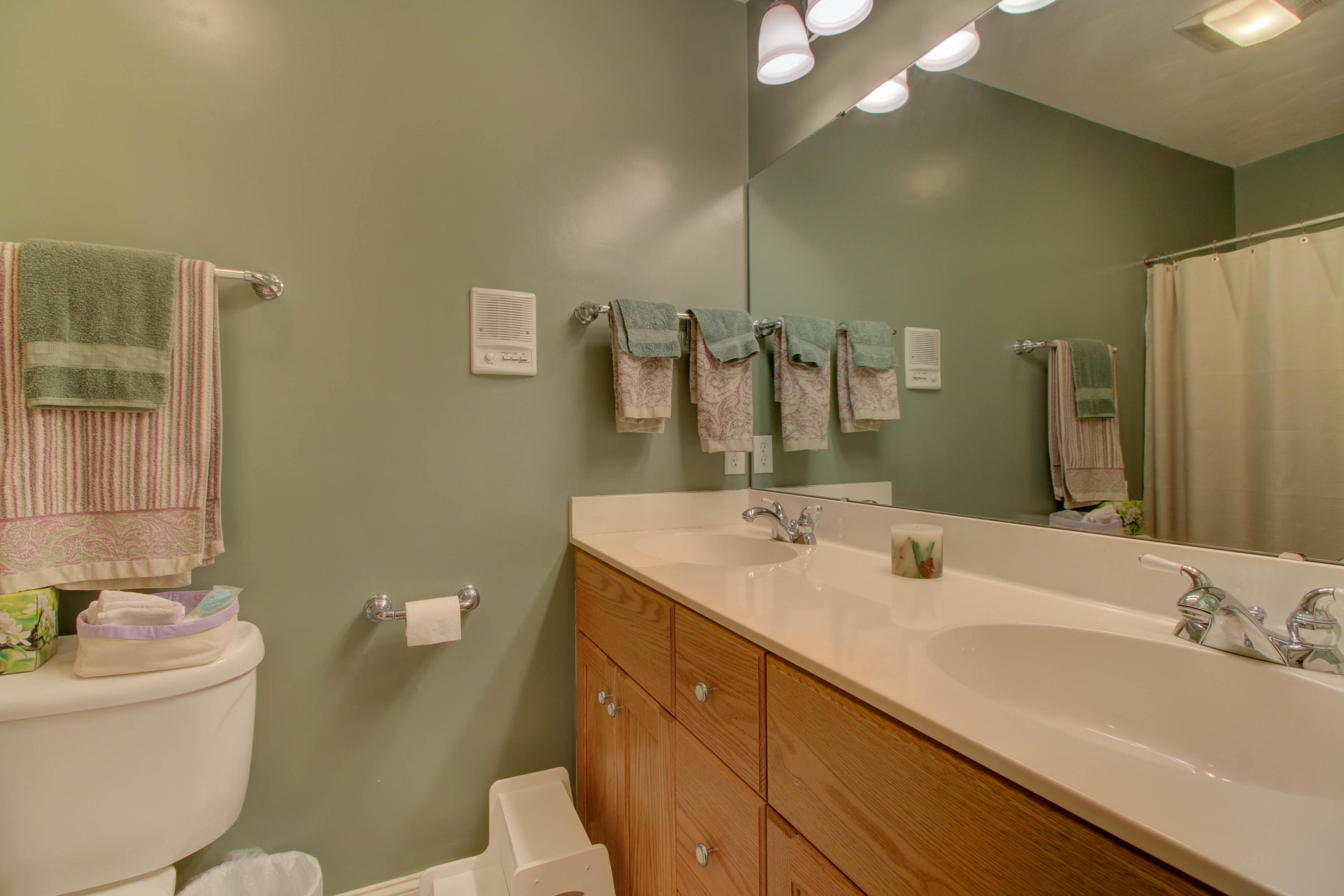 80 Cobblestone Drive Blue Ridge, VA 24064 - Photo 38 of 59 a bathroom with a double vanity sink a mirror and a bathtub