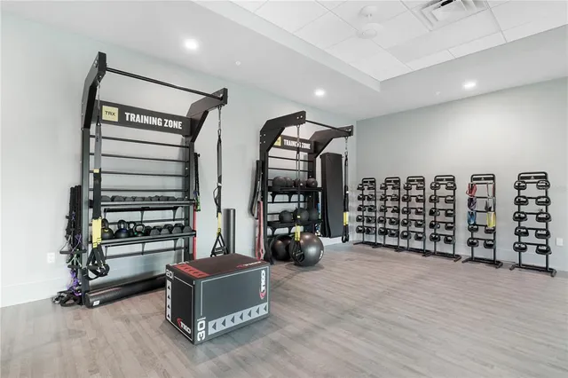 a view of a room with gym equipment