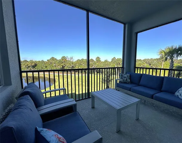 a balcony with wooden floor view