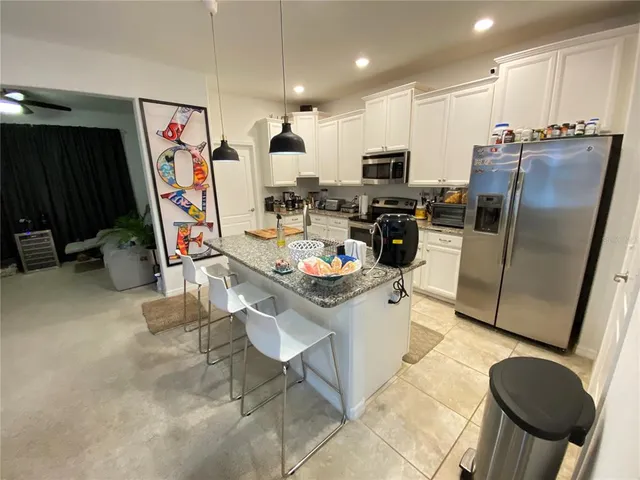 a view of a bench in a garden