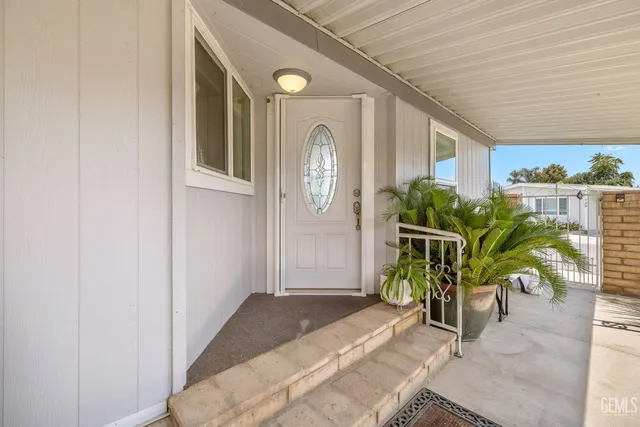 a potted plant sitting in front of a house