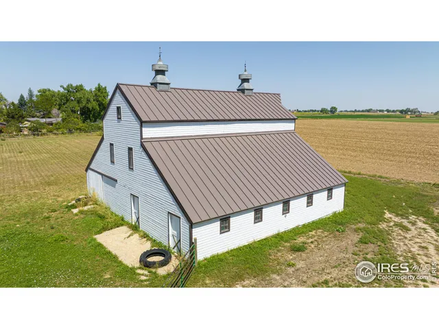 a aerial view of a house with a garden