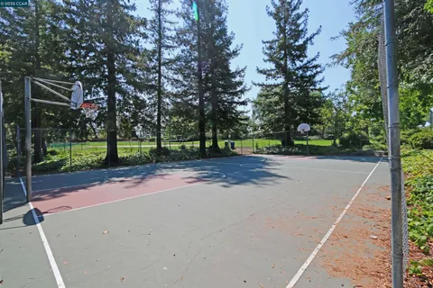 a view of a park with slides