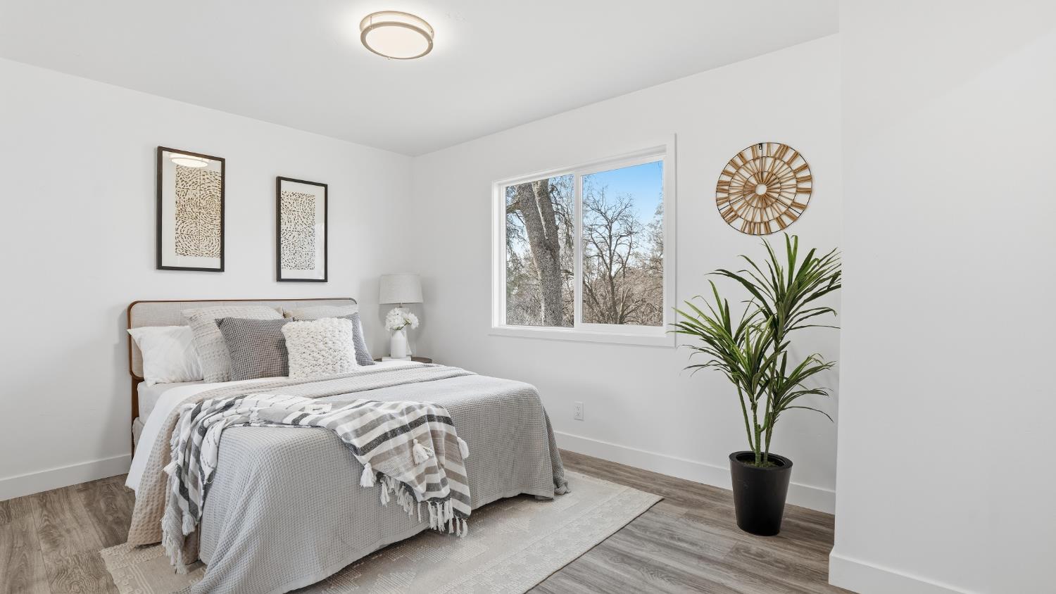 6741 Big Sandy Lane Placerville, CA 95667 - Photo 9 of 25 a bedroom with a large bed and a potted plant