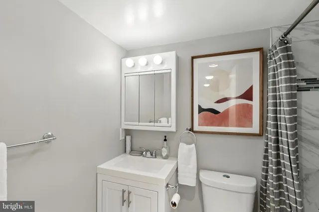 a bathroom with a toilet a sink and mirror