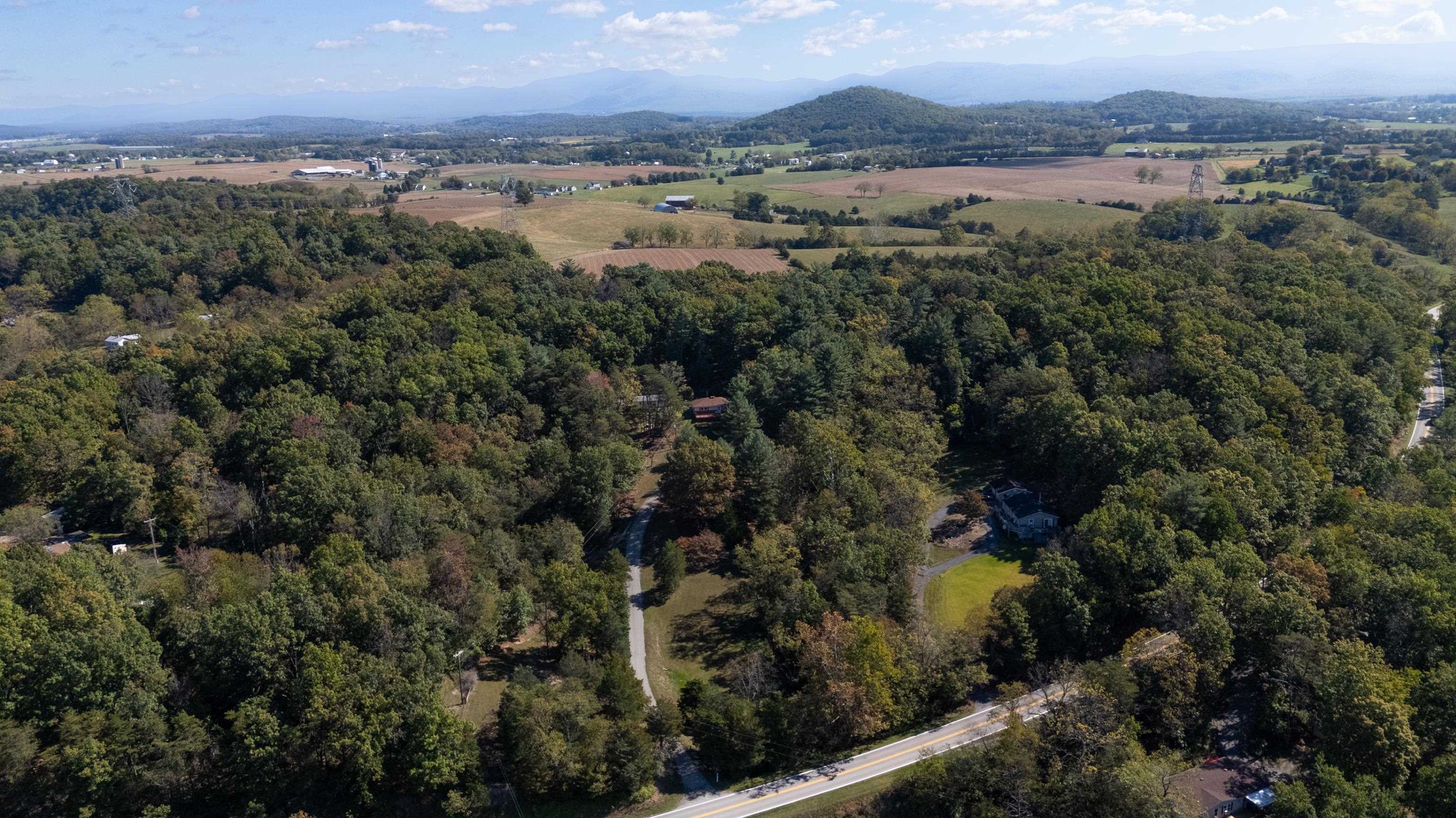 2106 Laurel Hill Road Staunton, VA 24401 - Photo 40 of 46 an aerial view of green landscape with trees houses and mountain view