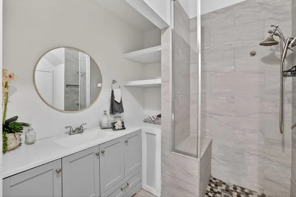 a bathroom with a shower