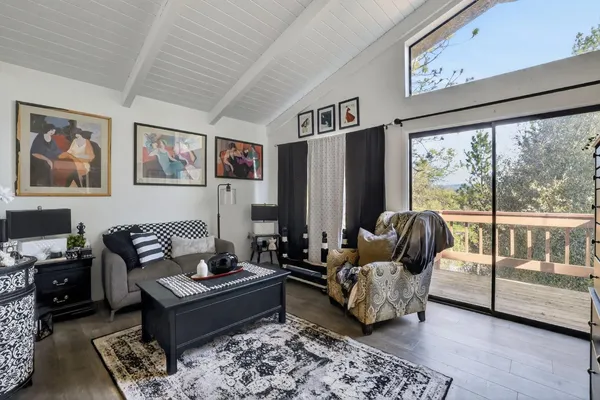 a view of porch with seating space