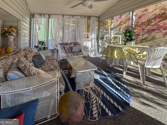 a view of an outdoor space with seating area