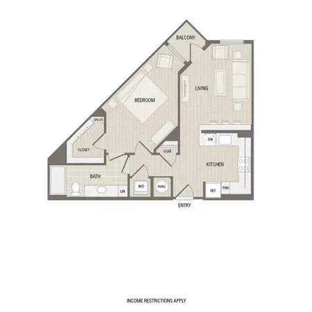 a white building with a large window and brick wall