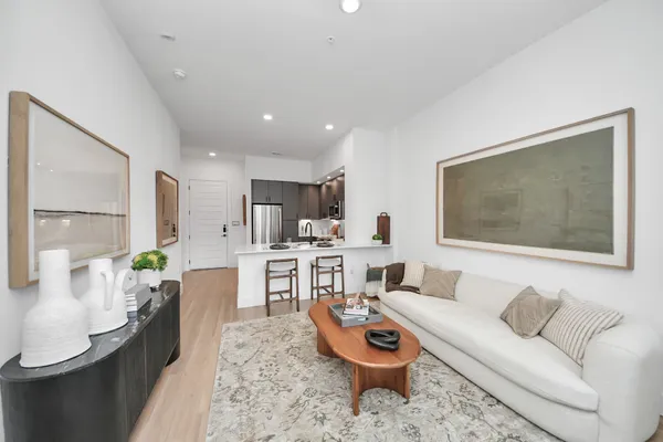 a outdoor space with patio furniture and a potted plant