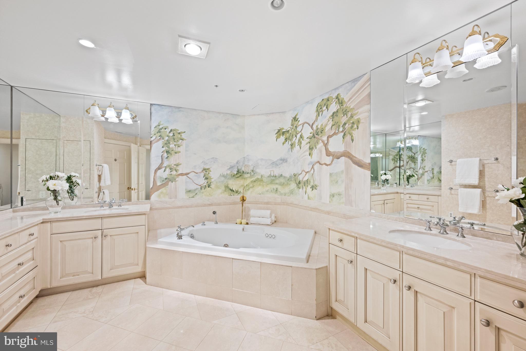 5630 Wisconsin Avenue, Unit 903 Chevy Chase, MD 20815 - Photo 23 of 50 a bathroom with a double vanity sink mirror and bathtub