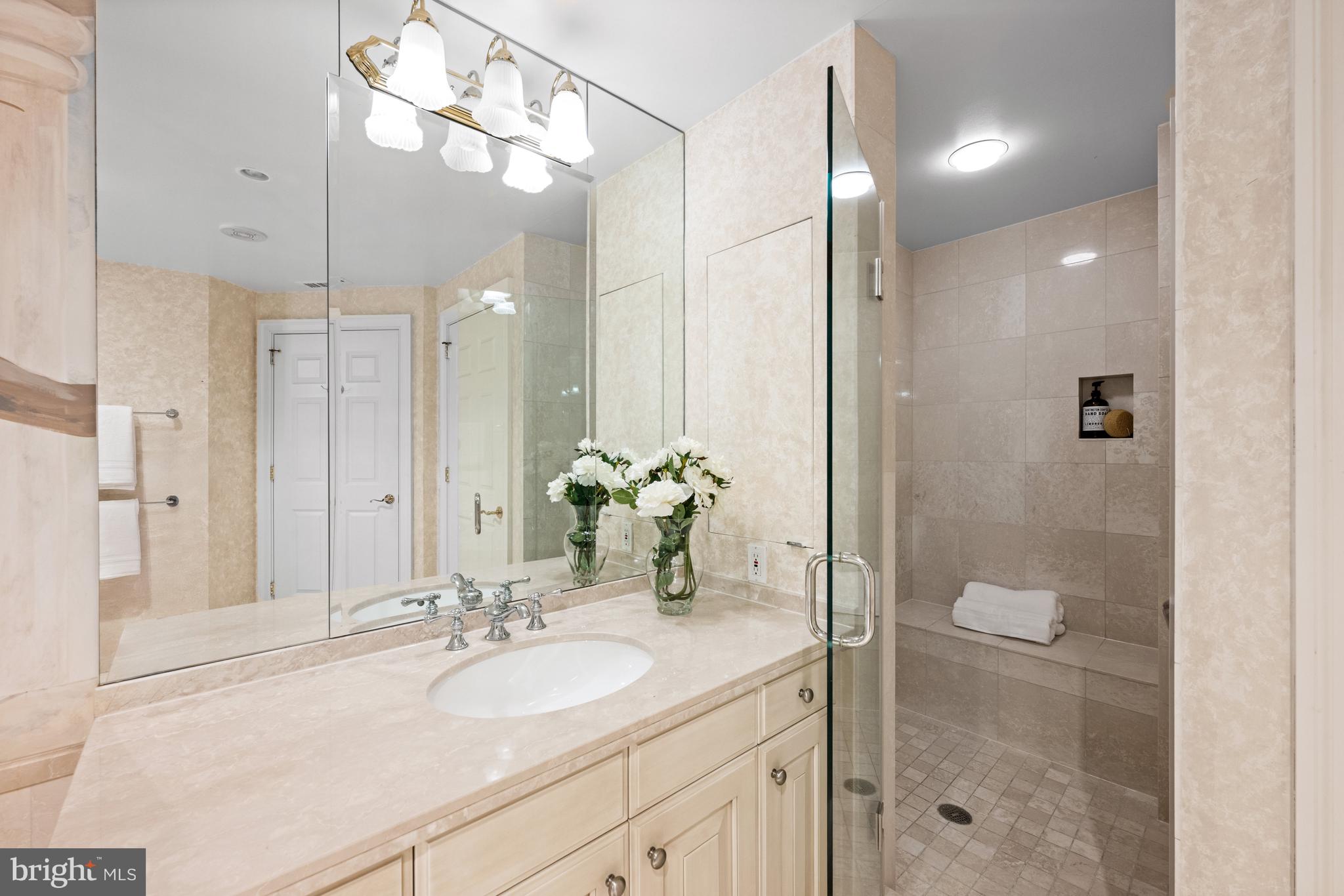 5630 Wisconsin Avenue, Unit 903 Chevy Chase, MD 20815 - Photo 24 of 50 a bathroom with a sink a toilet and shower