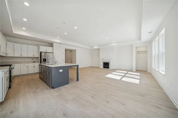 an empty room with windows