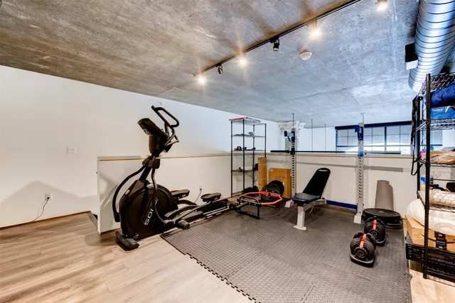 a view of a room with gym equipment