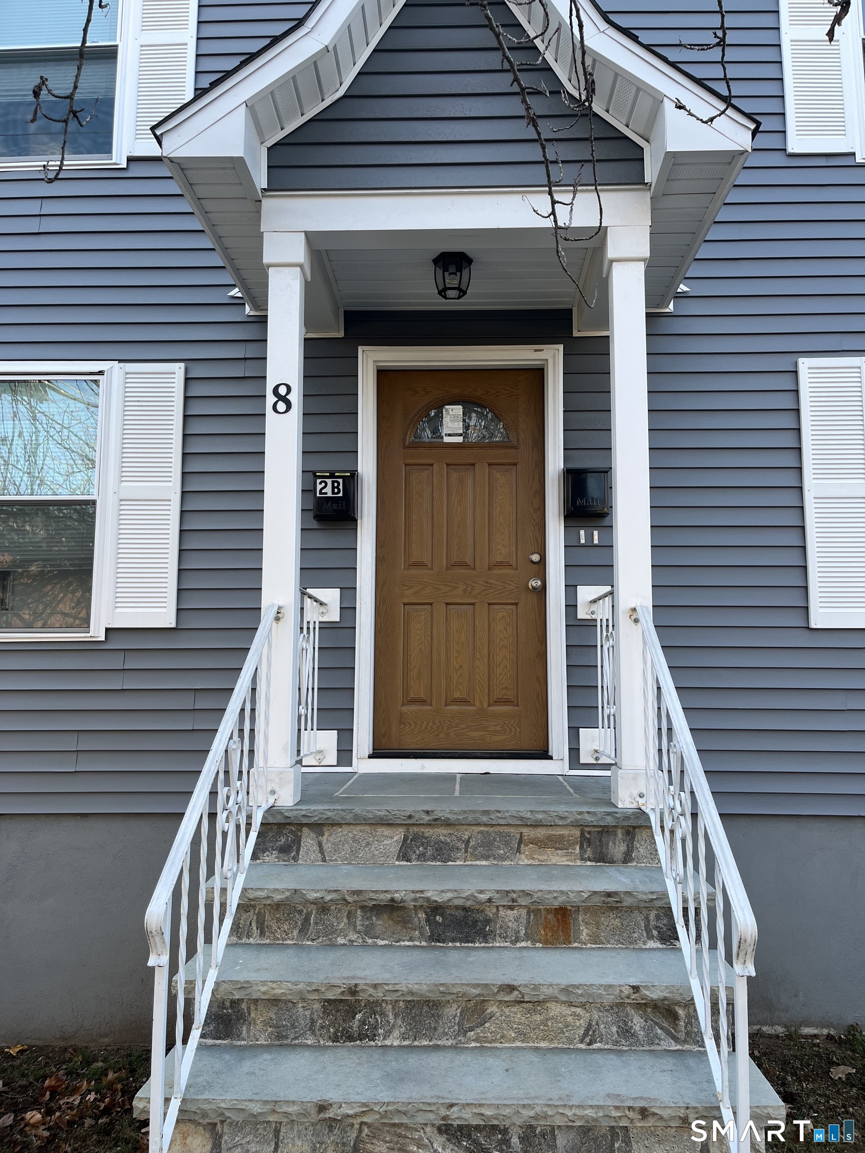 a front view of a house with a window