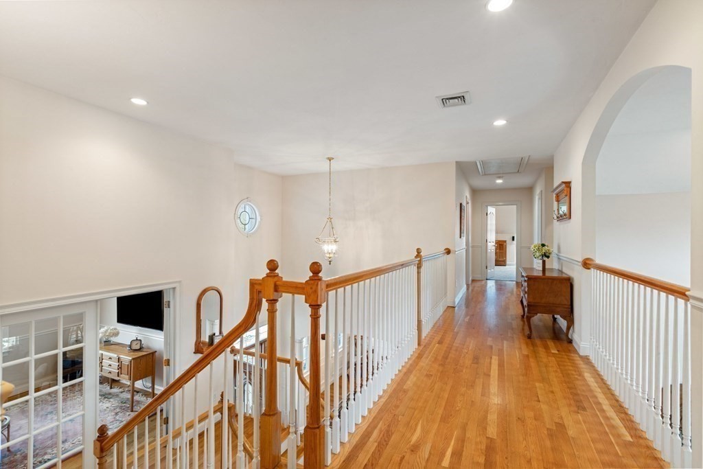 5 Rolling Meadow Drive Millis, MA 02054 - Photo 38 of 42 a view of a hallway with wooden floor and stairs