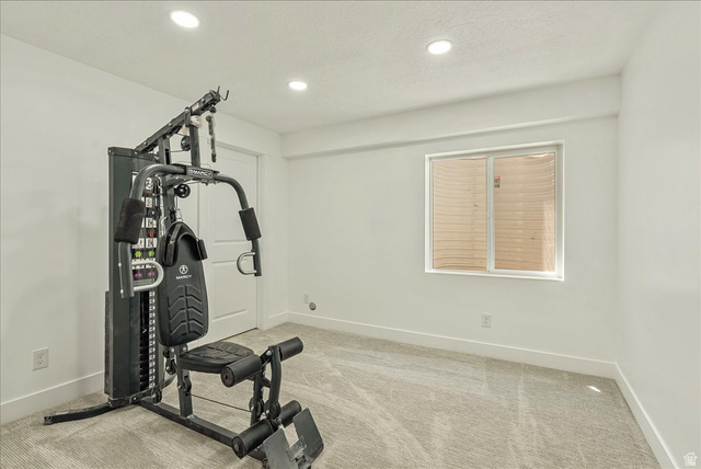 3916 South Sage Wood Avenue Mapleton, UT 84664 - Photo 26 of 33 Spacious room featuring light-colored carpet, white walls, and recessed lighting