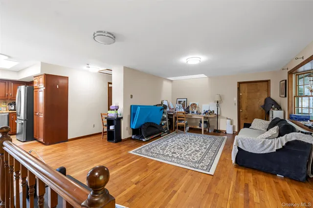 a bed room with furniture and a table