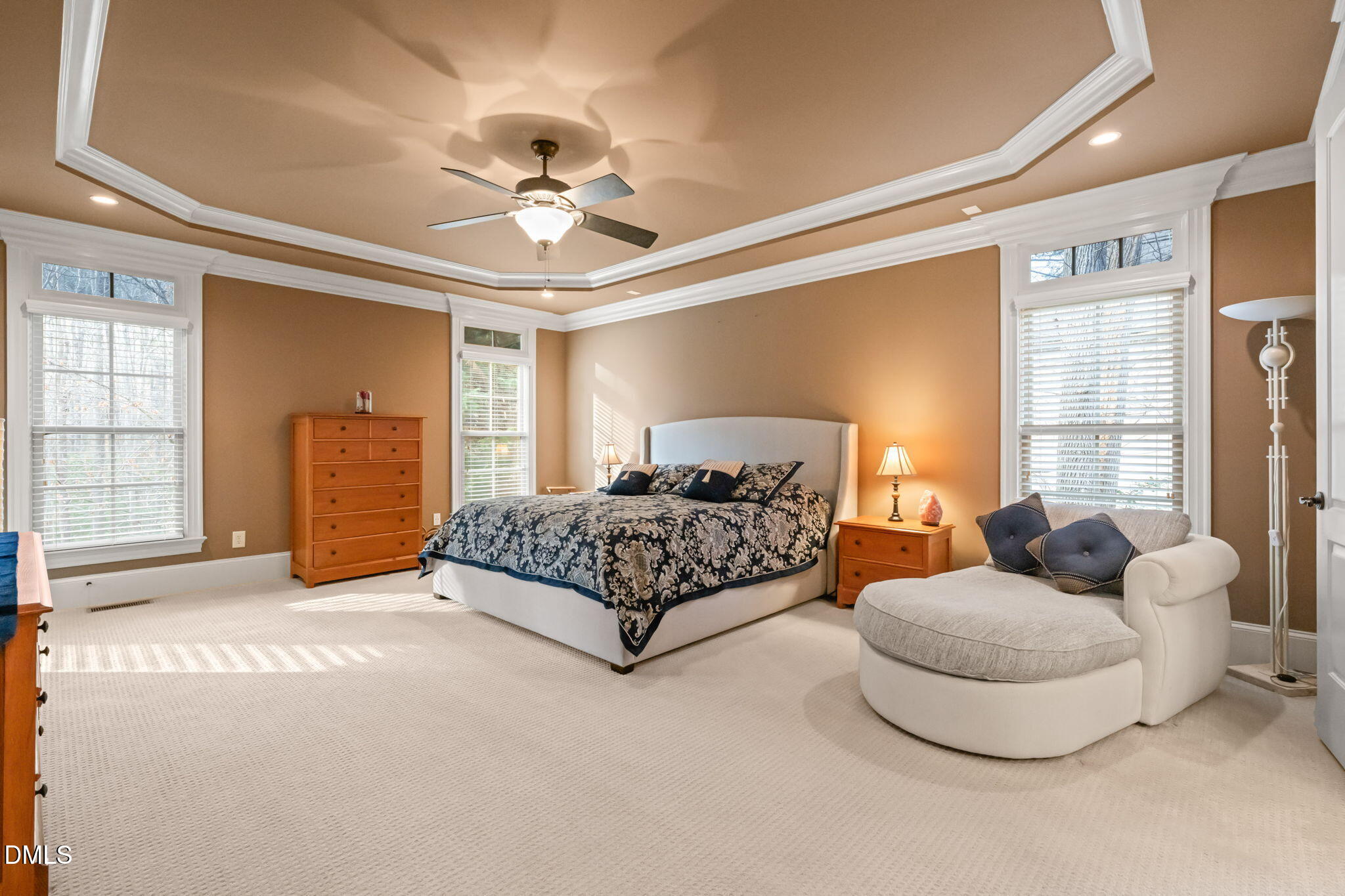 12313 The Gates Drive Raleigh, NC 27614 - Photo 27 of 78 a bedroom with a bed and ceiling fan