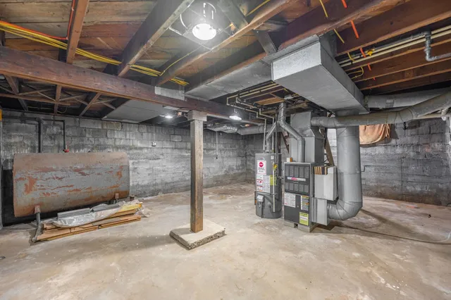 a view of a room with wooden walls