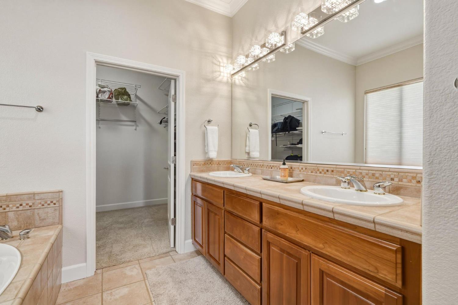 267 Rock Ridge Lane Copperopolis, CA 95228 - Photo 31 of 57 Primary Bath. Double Sinks, Tub, Separate Shower. Walk in Closet and additional closet.