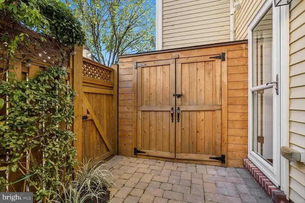 a view of a wooden door