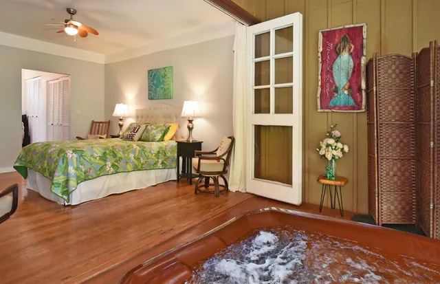 a view of a swimming pool with a patio