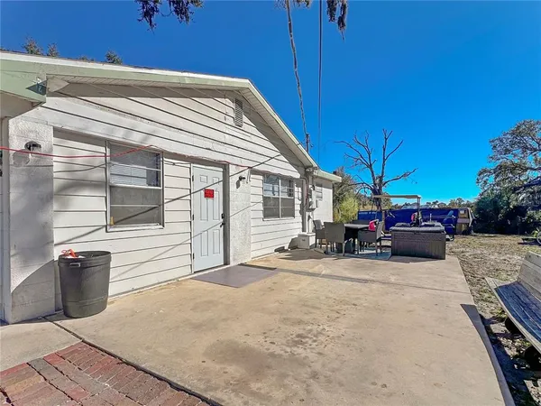 a view of a house with a patio